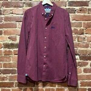 NEW Superdry Long Sleeve London Button Down Shirt Walford Red Gingham Large